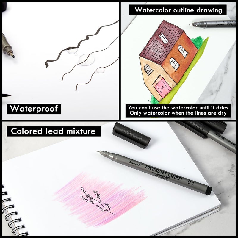Brusarth Extra Fine Point Writing Pens: 3 Pack, 0.25mm, Black Micro-Pen Fineliner Waterproof Archival Ink Pens for Art Watercolor, Sketching, Anime, Manga, Design for Beginners & Artists - Image 2
